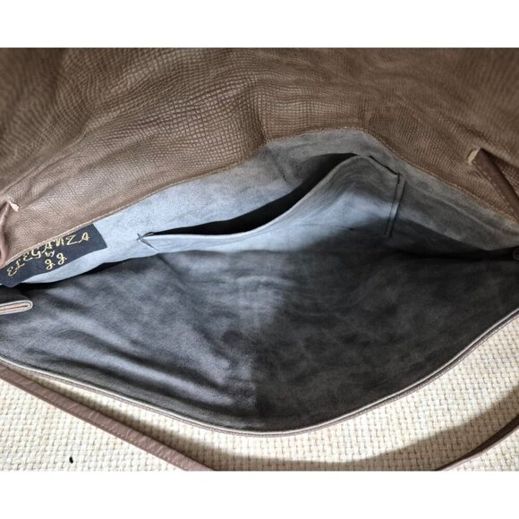 Vintage 80s Eleganza by JJ Purse Envelope Handbag Genuine Leather Brown Snakeski - Picture 7 of 10